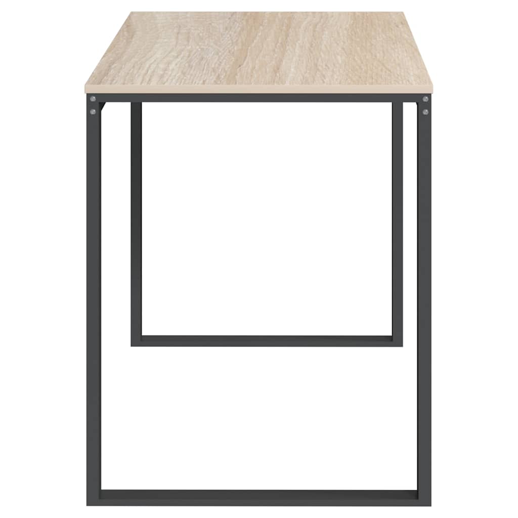 Computer Desk Black and Oak 110x60x73 cm Engineered Wood