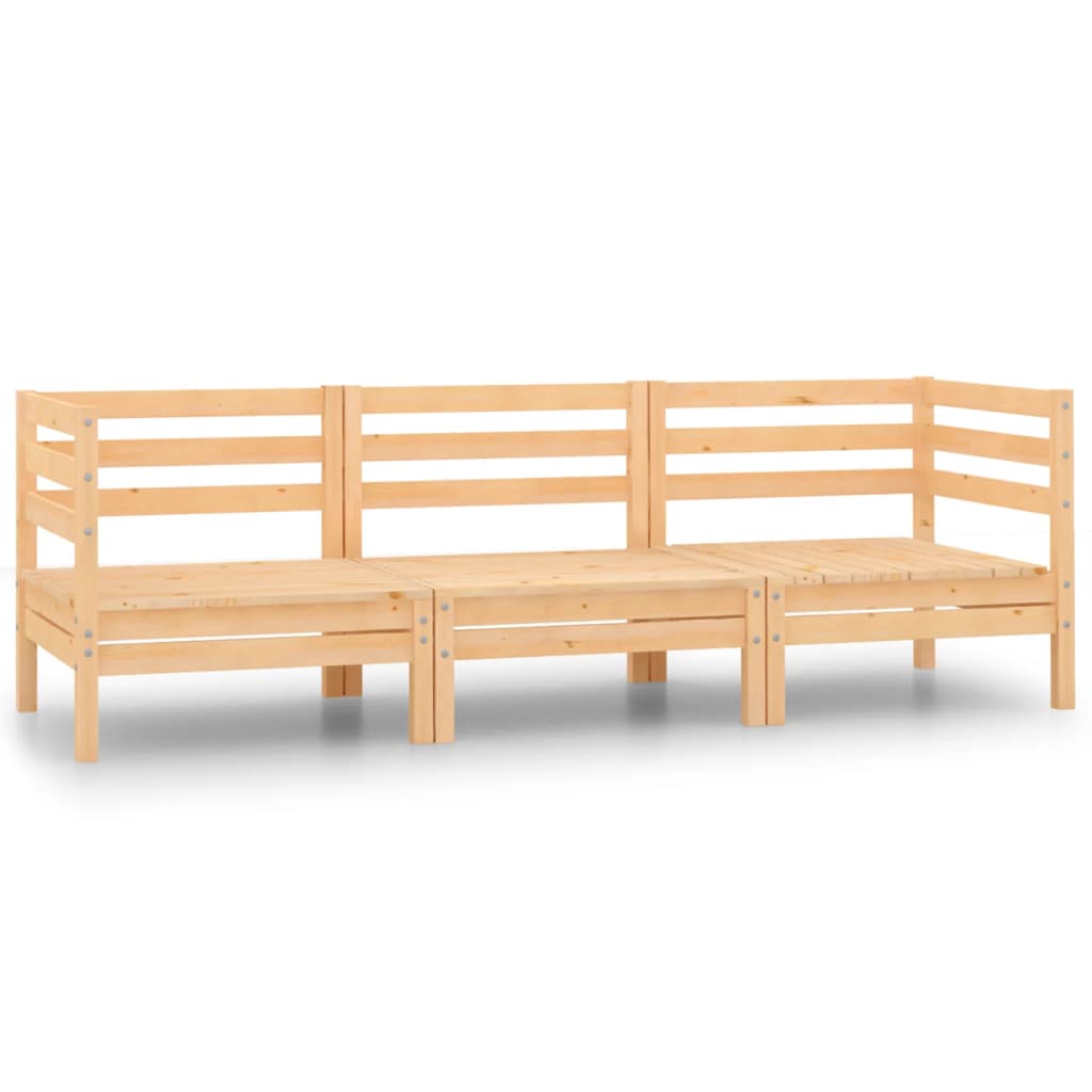 3 Piece Garden Lounge Set Solid Pinewood