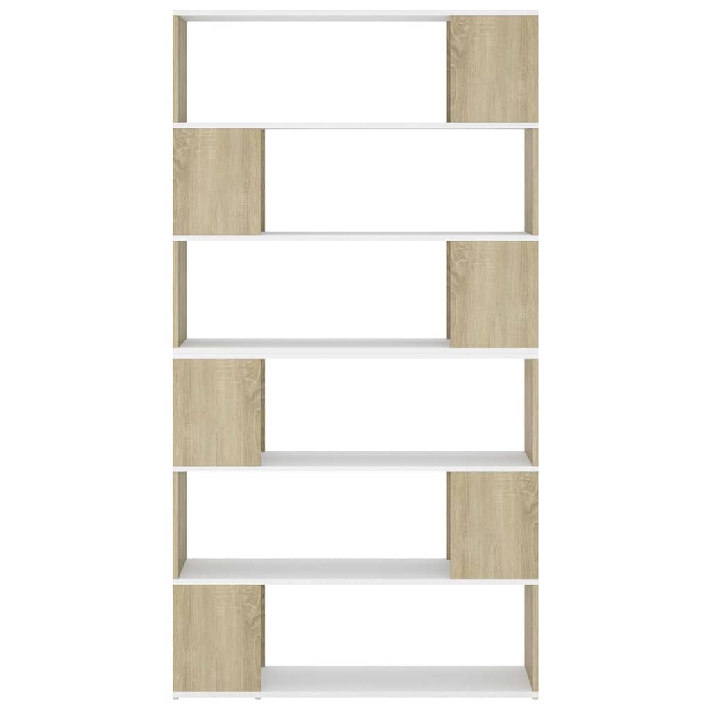 Book Cabinet Room Divider White and Sonoma Oak 100x24x188 cm