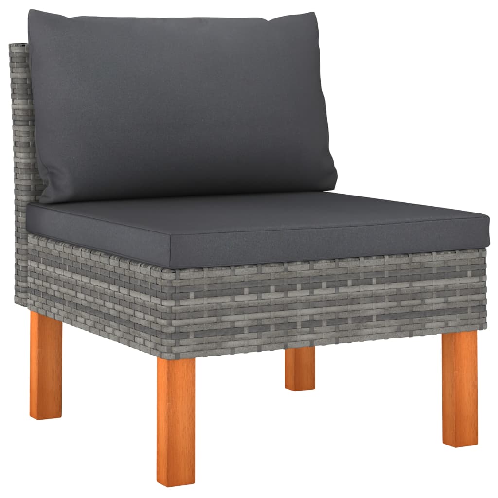 8 Piece Garden Lounge Set Poly Rattan and Eucalyptus Wood Grey