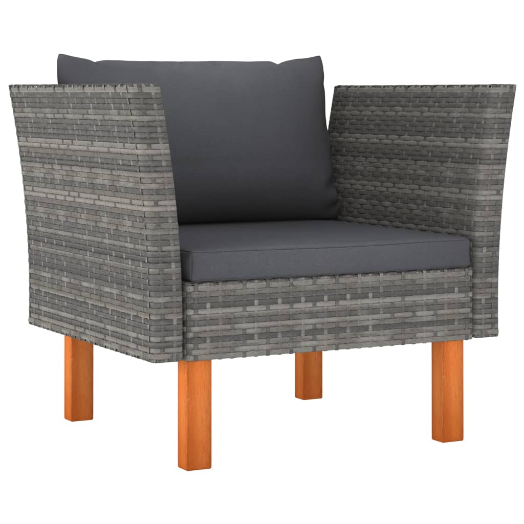 8 Piece Garden Lounge Set Poly Rattan and Eucalyptus Wood Grey