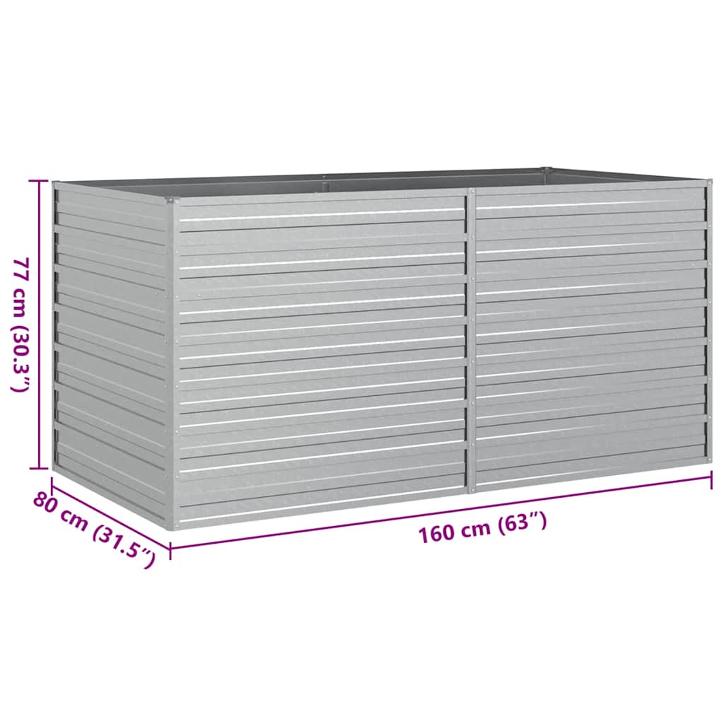 Garden Raised Bed 160x80x77 cm Galvanized Steel Silver