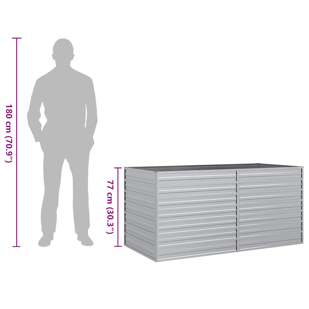 Garden Raised Bed 160x80x77 cm Galvanized Steel Silver