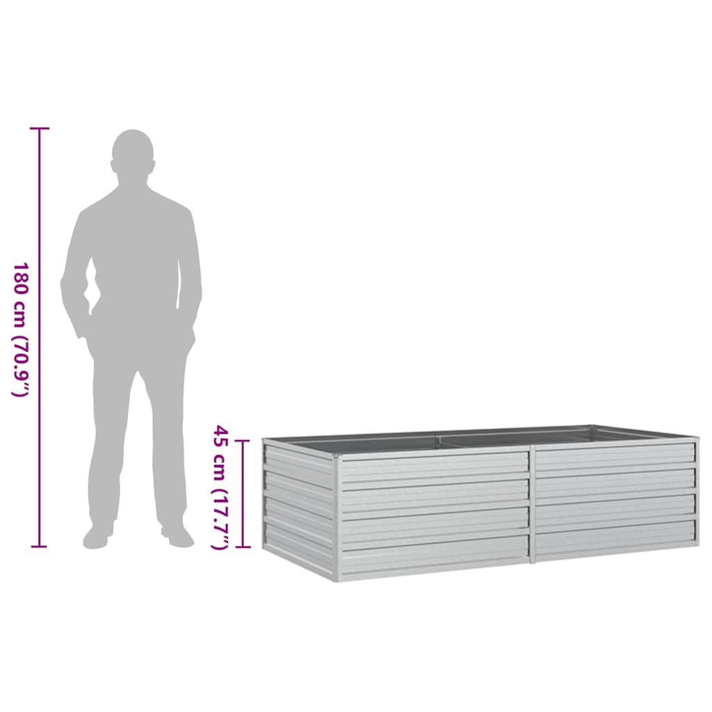 Garden Raised Bed 160x80x45 cm Galvanized Steel Silver