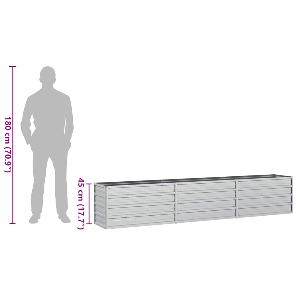 Garden Raised Bed 240x40x45 cm Galvanized Steel Silver