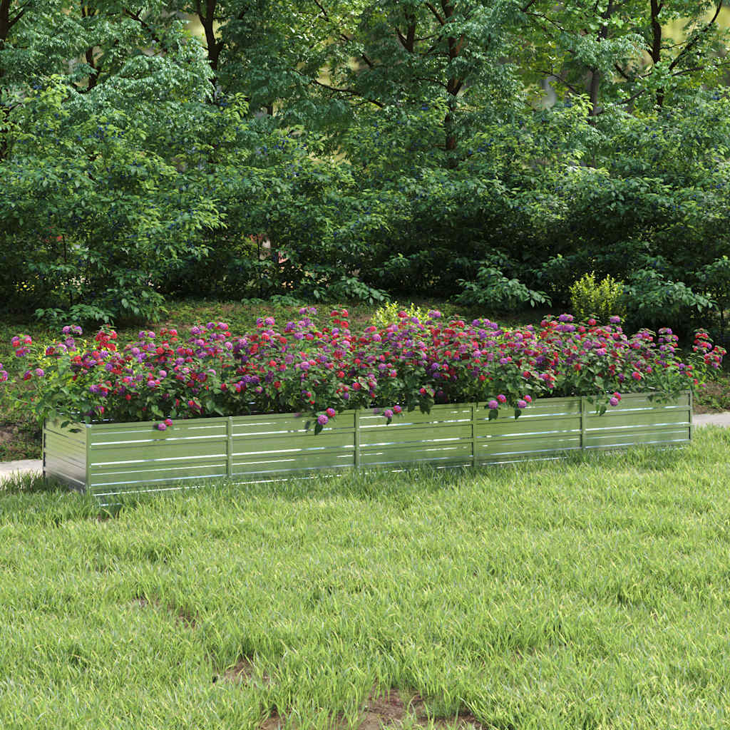 Garden Raised Bed 400x80x45 cm Galvanized Steel Silver
