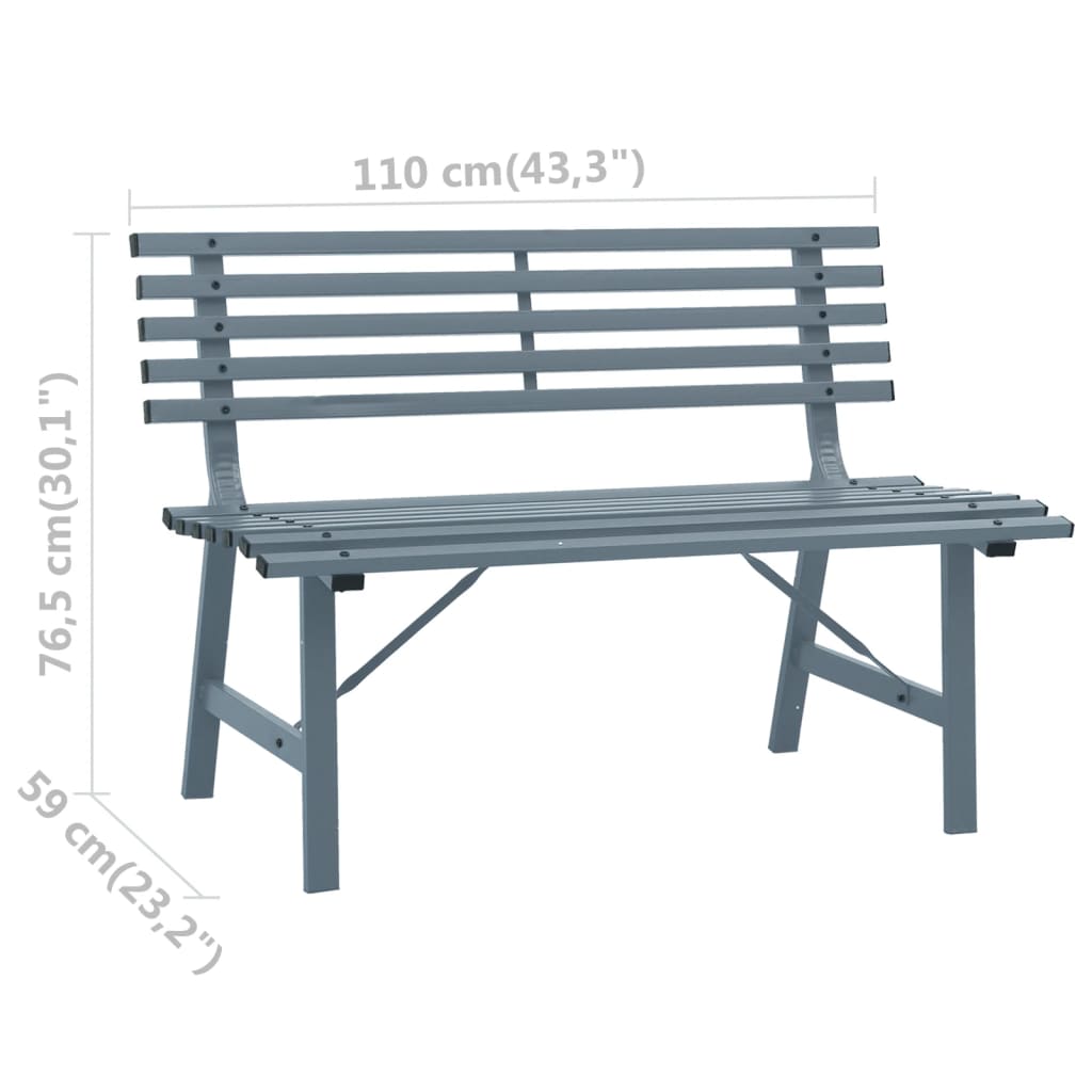 Garden Bench 110 cm Steel Grey