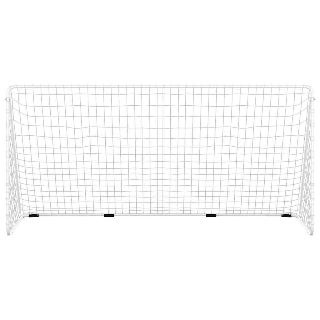 Football Goal with Net White 366x122x182 cm Steel