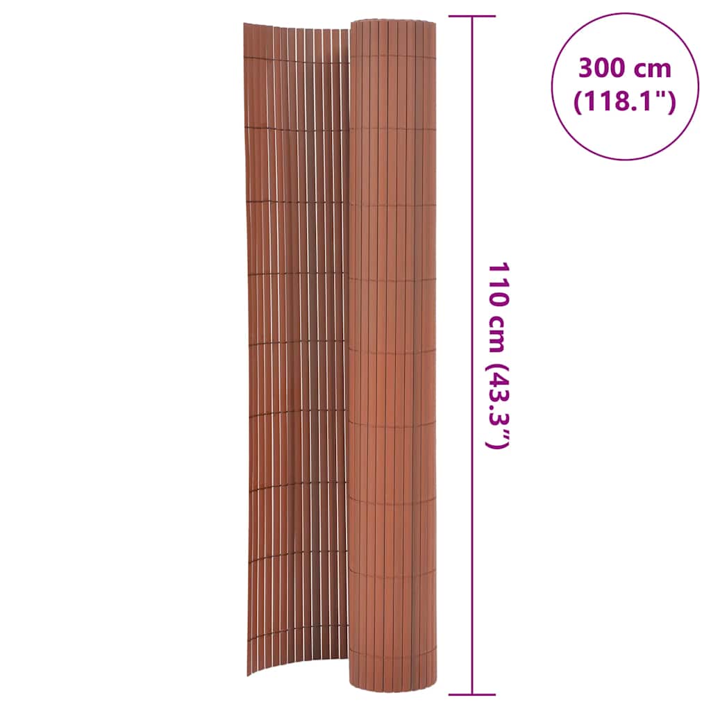 Double-Sided Garden Fence 110x300 cm Brown