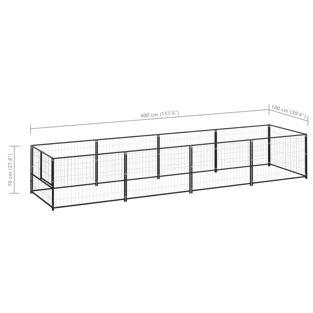 Dog Kennel Black 4 m? Steel