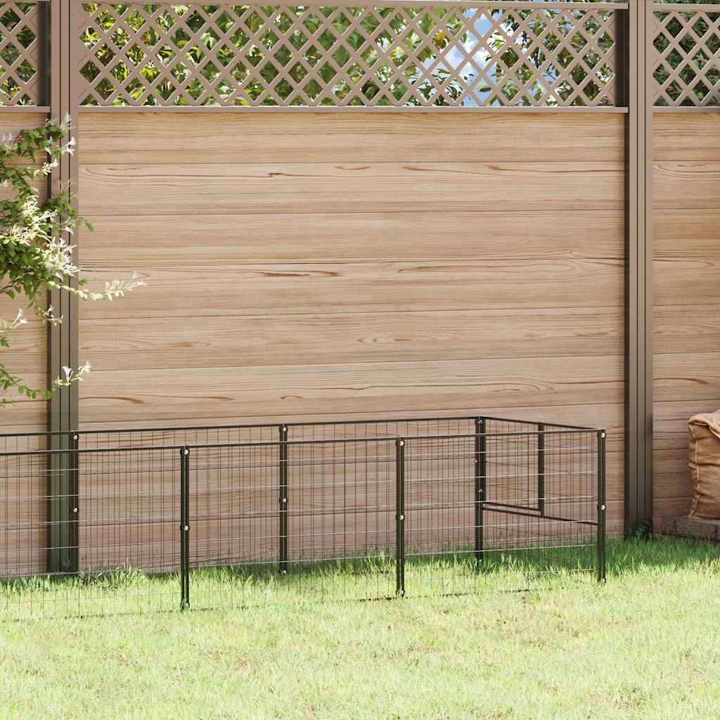 Dog Kennel Black 8 m? Steel