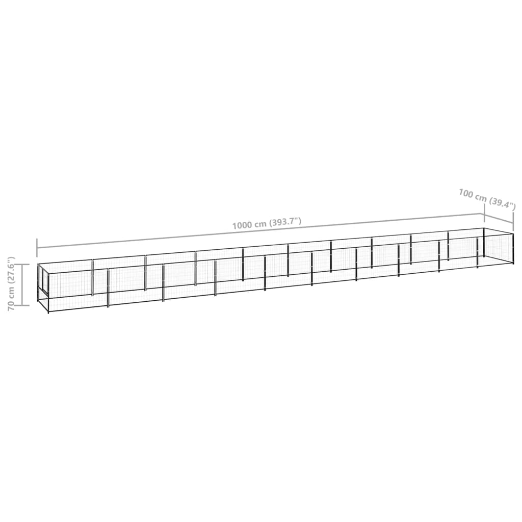 Dog Kennel Black 10 m? Steel