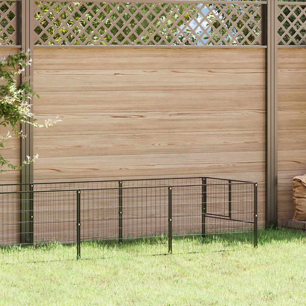 Dog Kennel Black 10 m? Steel