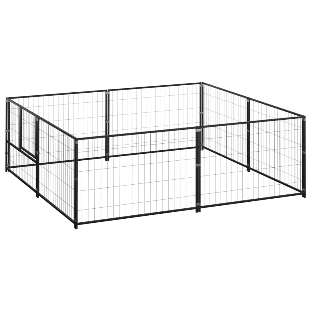 Dog Kennel Black 4 m? Steel