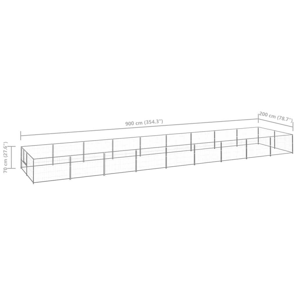 Dog Kennel Silver 18 m? Steel