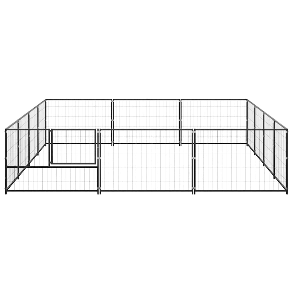 Dog Kennel Black 12 m? Steel