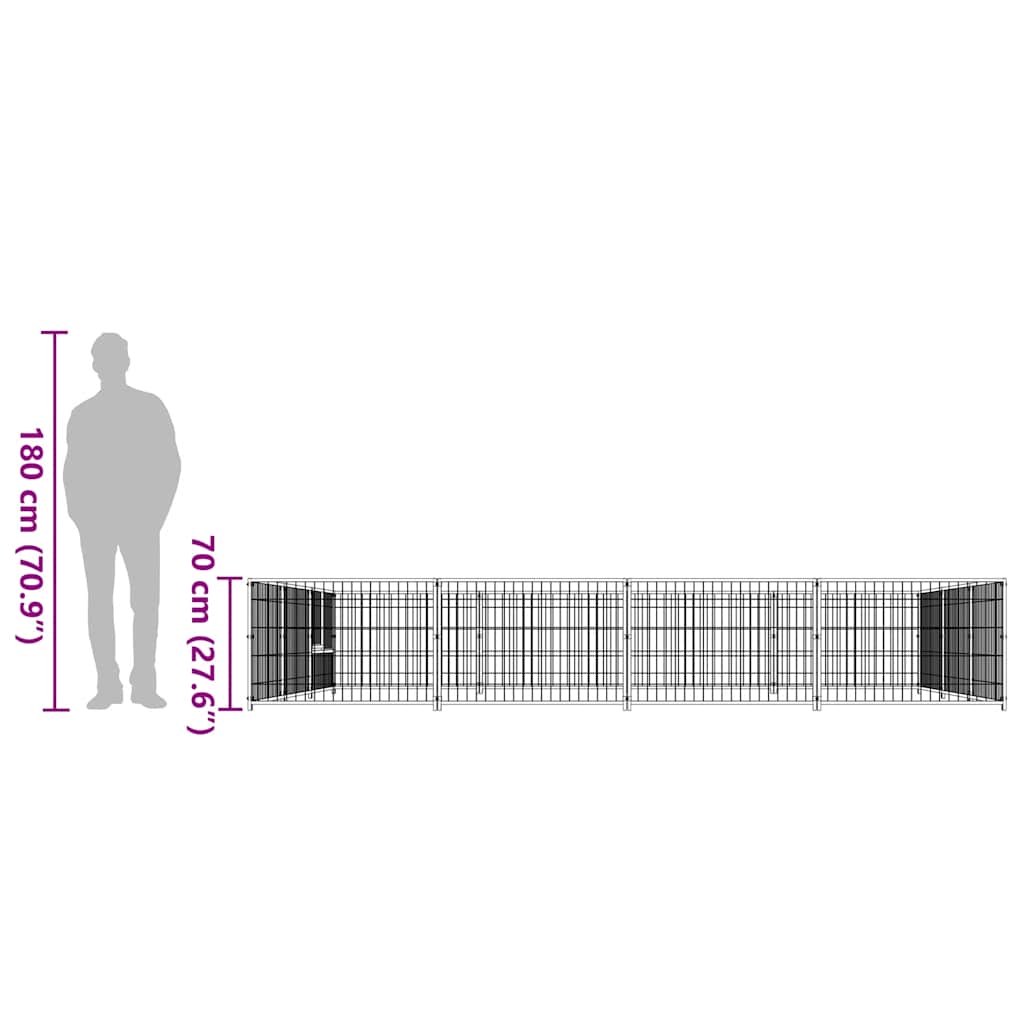 Dog Kennel Black 12 m? Steel