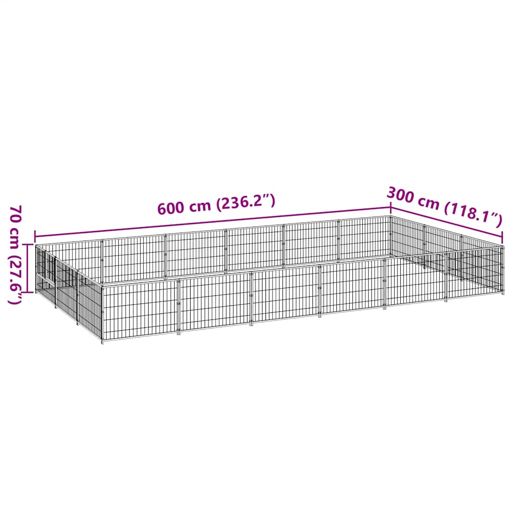 Dog Kennel Black 18 m? Steel