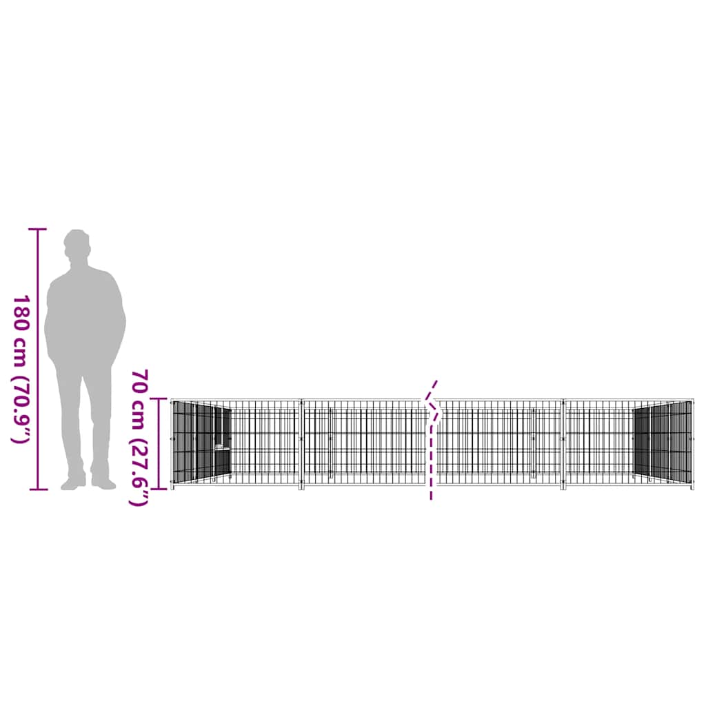 Dog Kennel Black 18 m? Steel