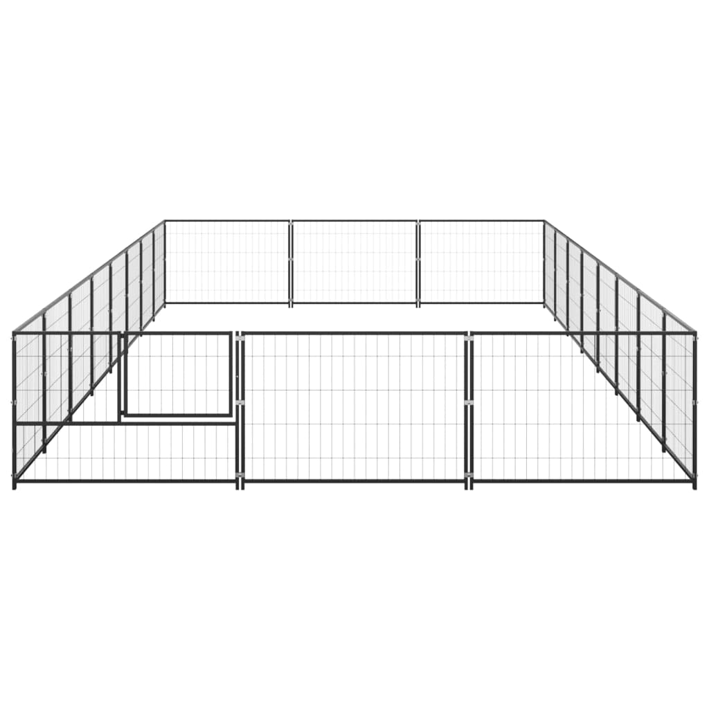 Dog Kennel Black 24 m? Steel