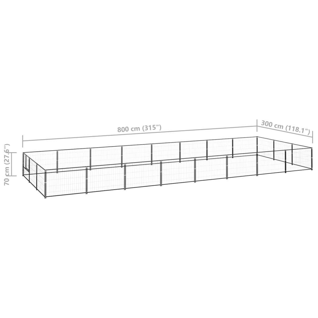 Dog Kennel Black 24 m? Steel