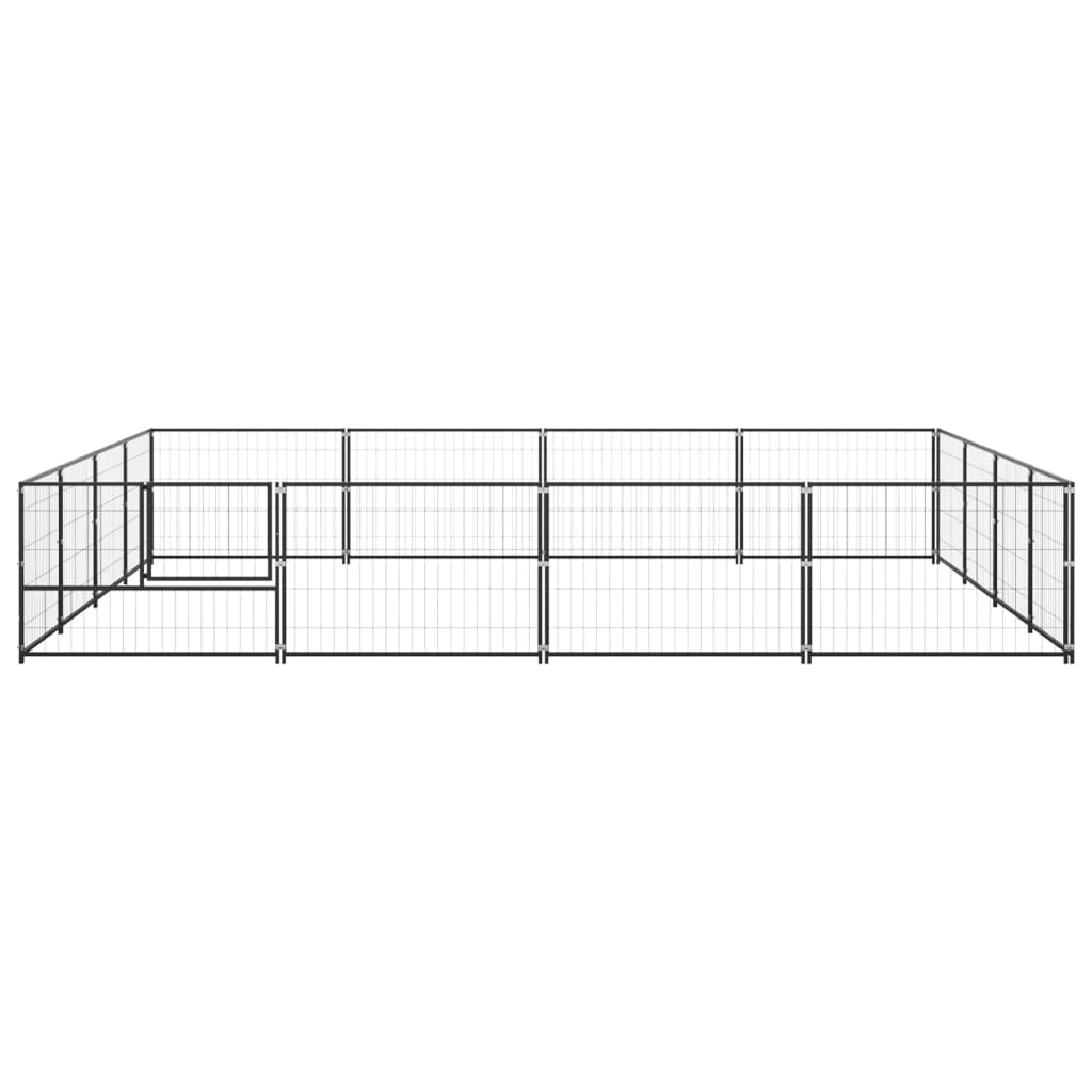 Dog Kennel Black 16 m² Steel