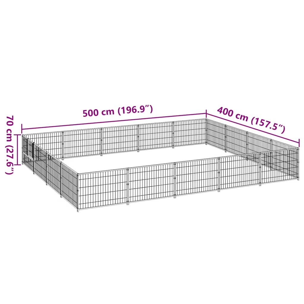 Dog Kennel Black 20 m? Steel