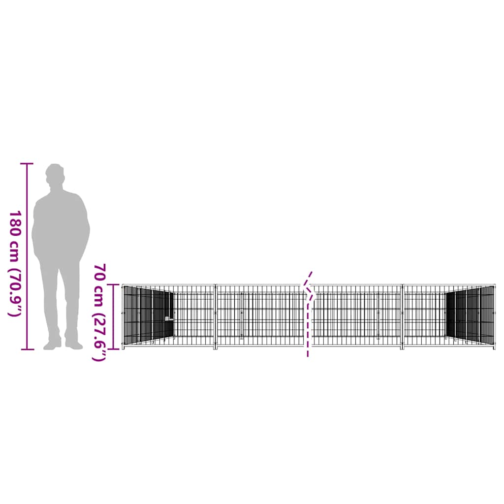 Dog Kennel Black 20 m? Steel