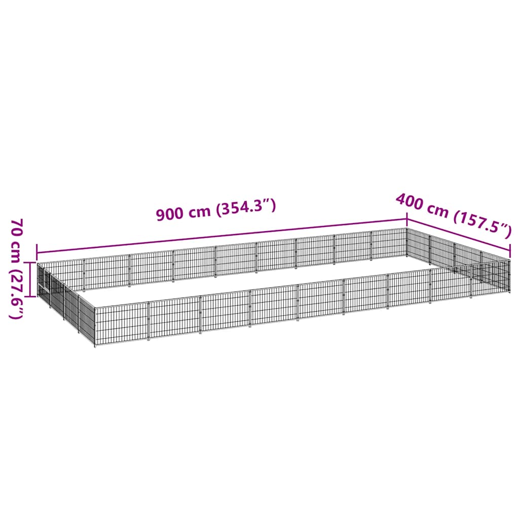Dog Kennel Black 36 m? Steel