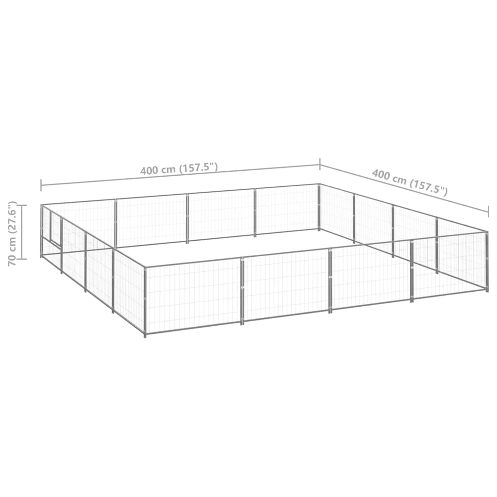 Dog Kennel Silver 16 m? Steel