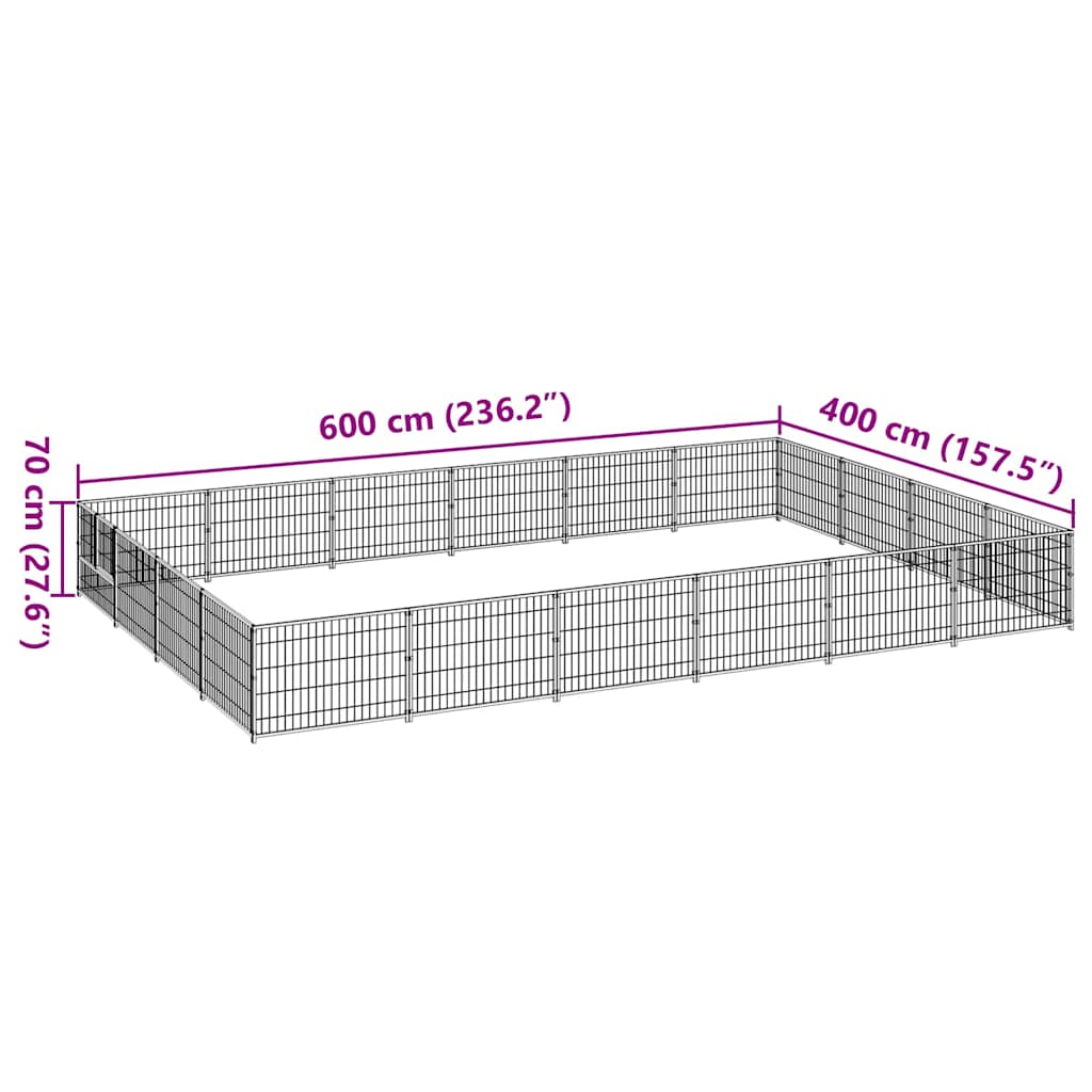 Dog Kennel Silver 24 m² Steel