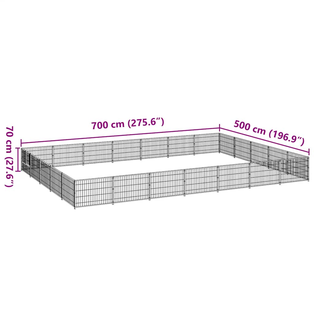 Dog Kennel Black 35 m? Steel