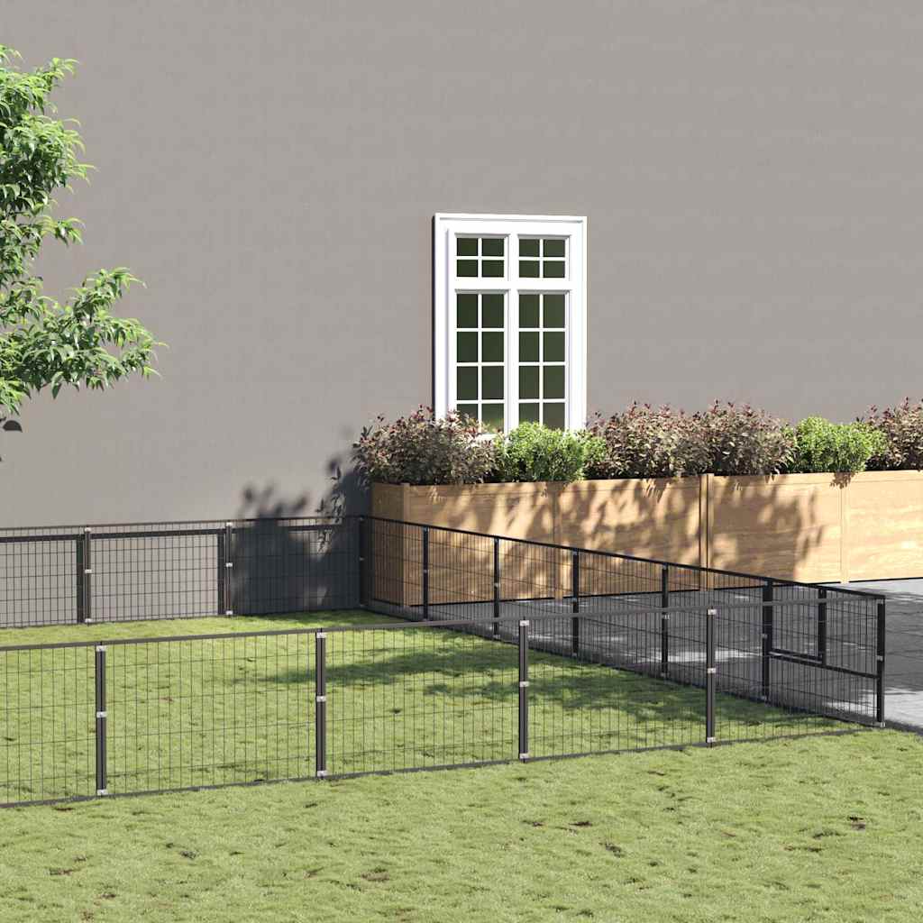 Dog Kennel Black 48 m? Steel