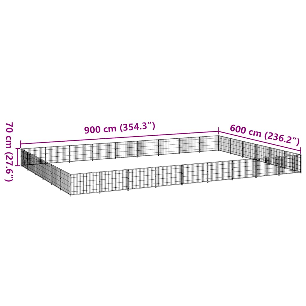 Dog Kennel Black 54 m? Steel