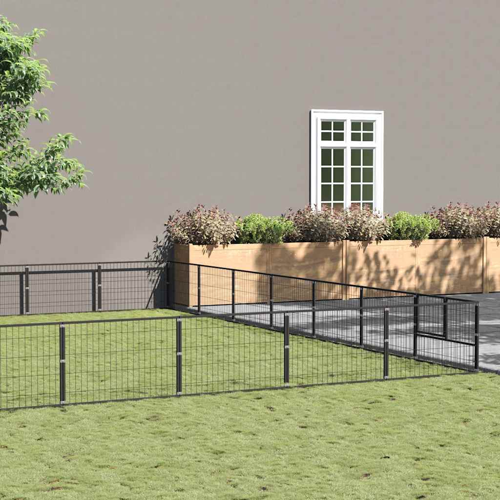 Dog Kennel Black 56 m? Steel