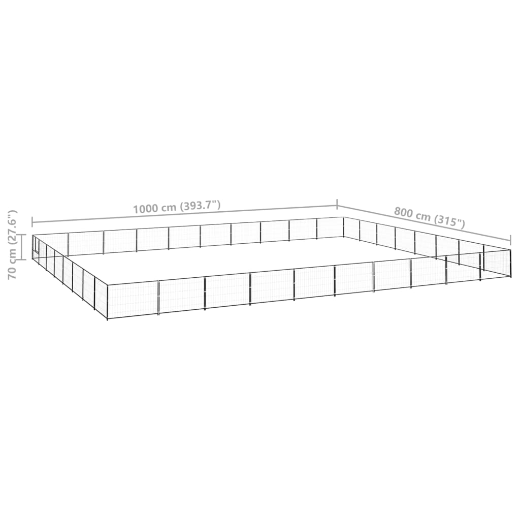 Dog Kennel Black 80 m? Steel