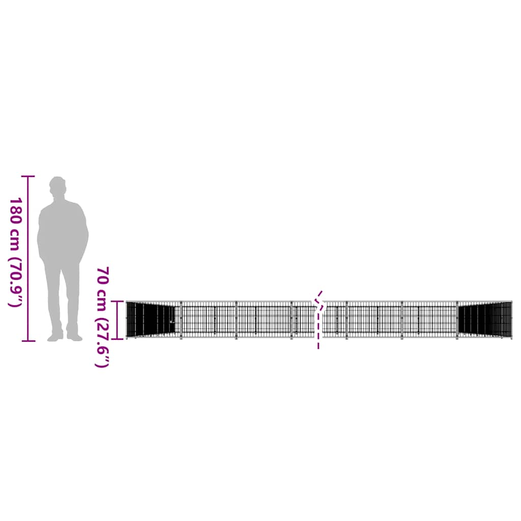 Dog Kennel Black 81 m? Steel