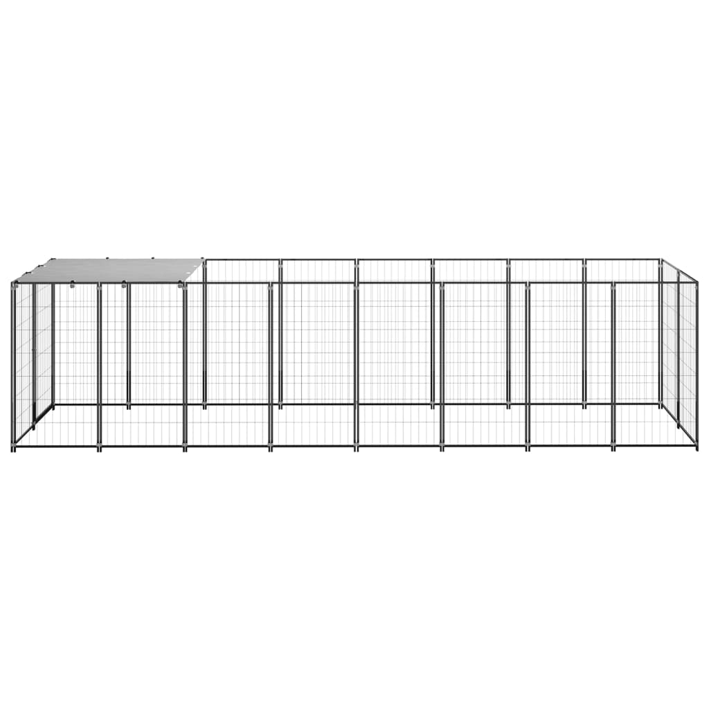 Dog Kennel Black 4.84 m? Steel