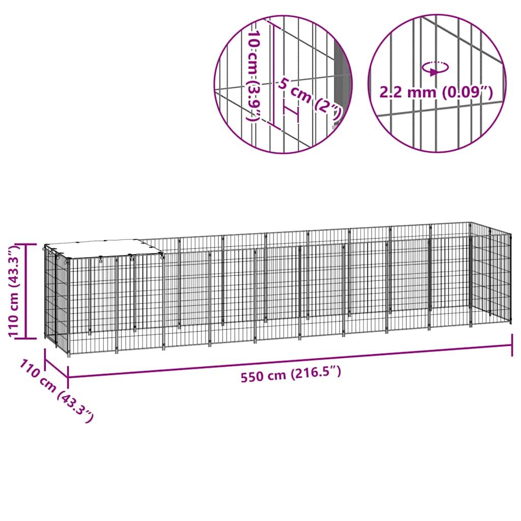 Dog Kennel Silver 6.05 m? Steel