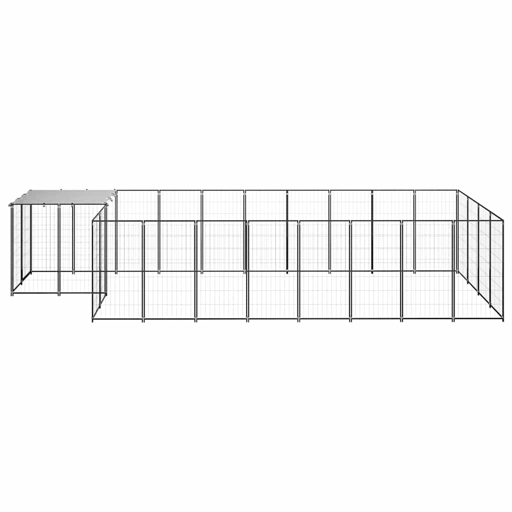 Dog Kennel Black 10.89 m? Steel