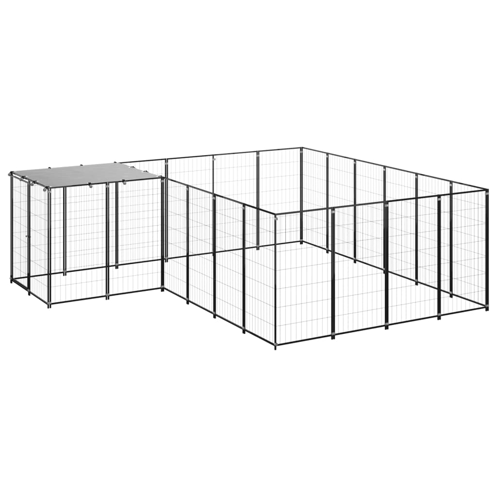 Dog Kennel Black 8.47 m? Steel