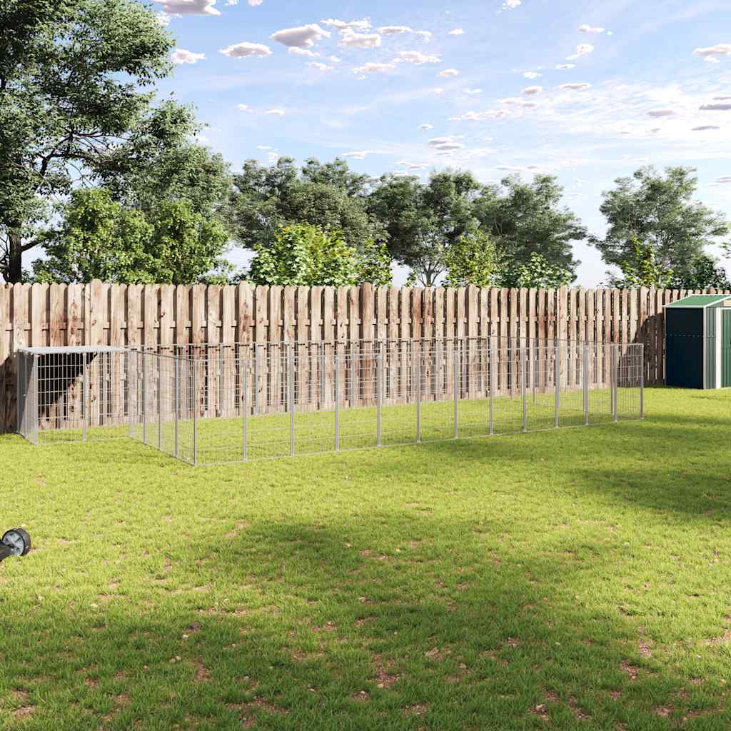 Dog Kennel Silver 22.99 m? Steel