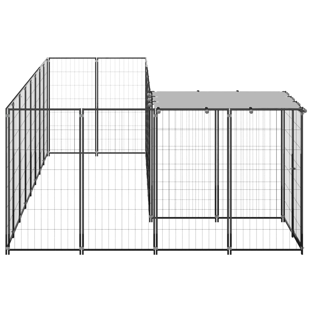 Dog Kennel Black 6.05 m² Steel