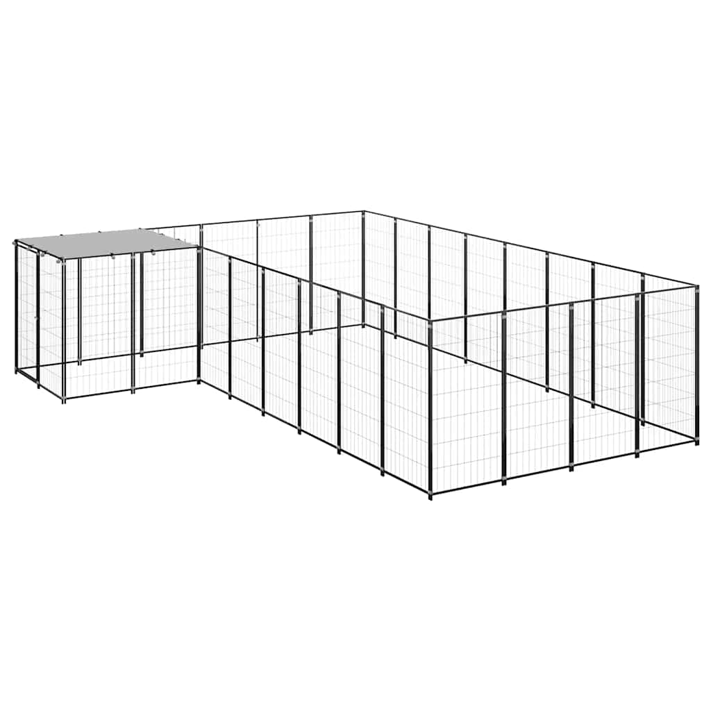 Dog Kennel Black 10.89 m? Steel