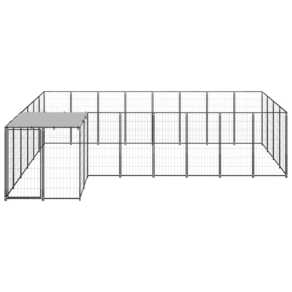 Dog Kennel Black 10.89 m? Steel