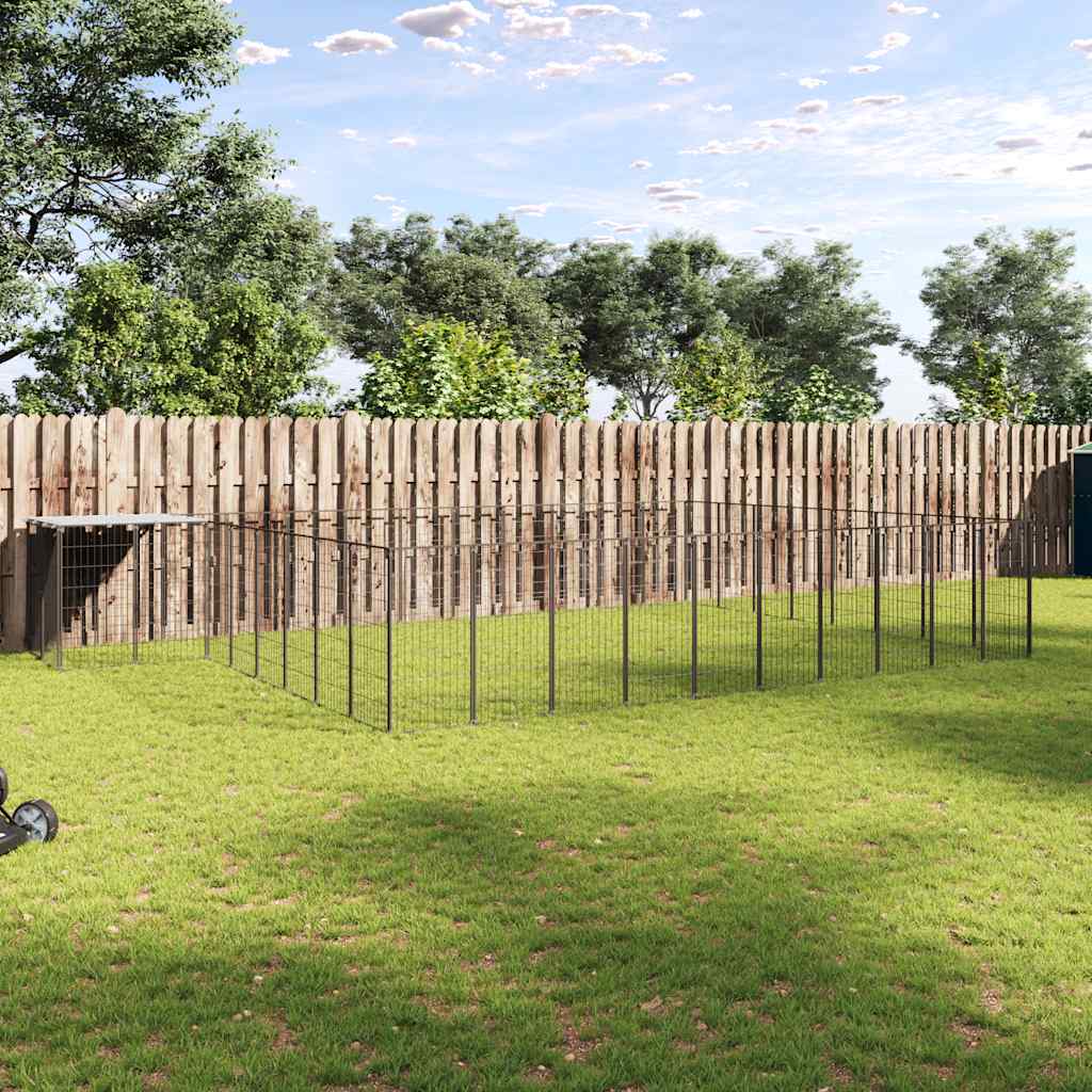 Dog Kennel Black 25.41 m? Steel