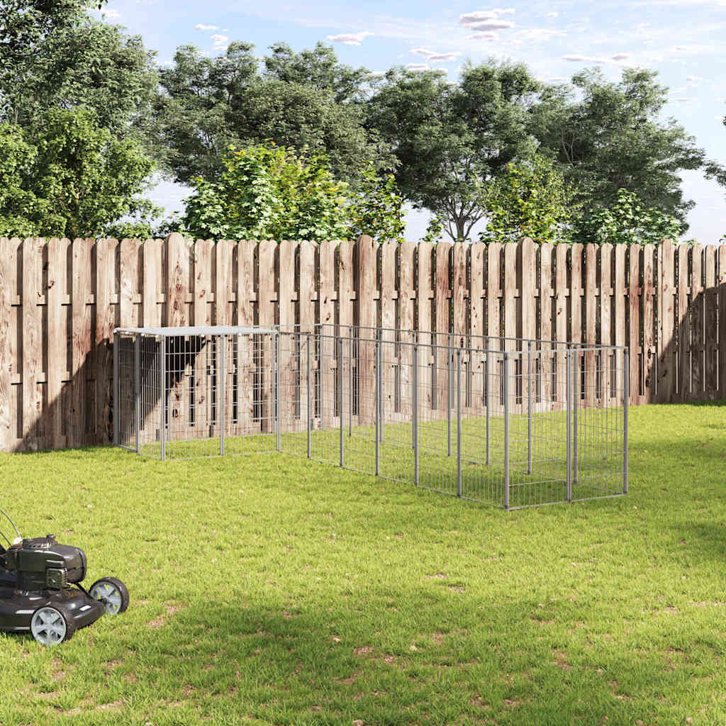 Dog Kennel Silver 6,05 m² Steel