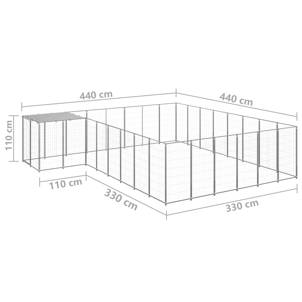 Dog Kennel Silver 15.73 m? Steel