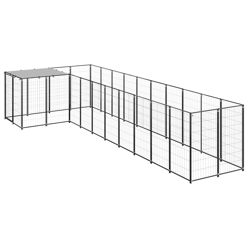 Dog Kennel Black 7.26 m? Steel