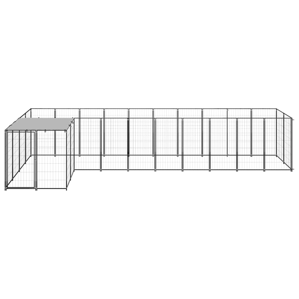 Dog Kennel Black 7.26 m? Steel
